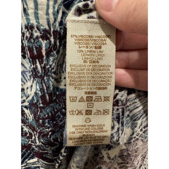 Free People Blouse Layered Open Front Linen Blend Lace Trim Size XS - Picture 6 of 10